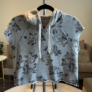 Calvin Klein Performance Floral Gray Sleeveless Hoodie Size Small